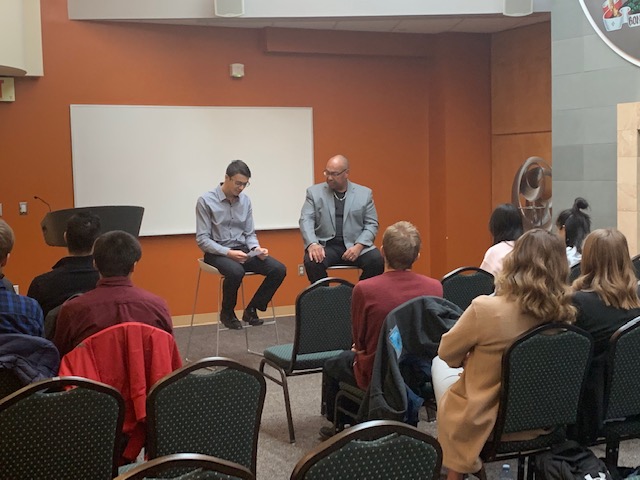 Bruce chats with Odette Students
